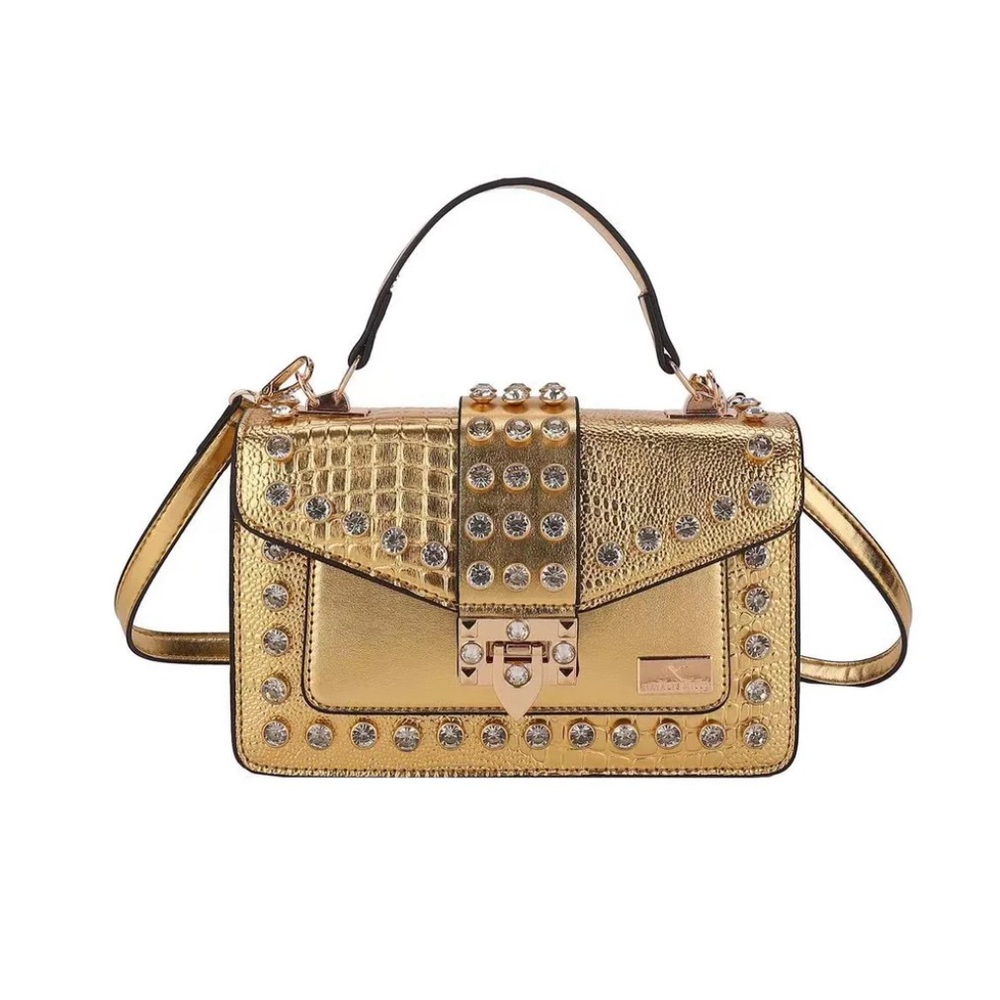 Gold Crystal Studded Crossbody